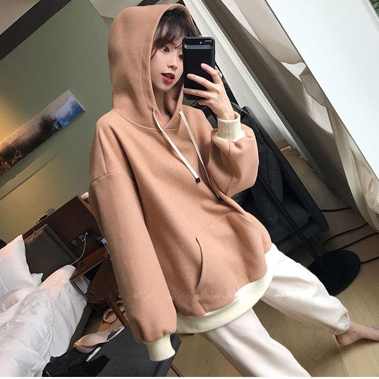 Warm Hood Top Autumn Winter Sweater Cotton Women Sweatshirt Wild Large Size Long Sleeve