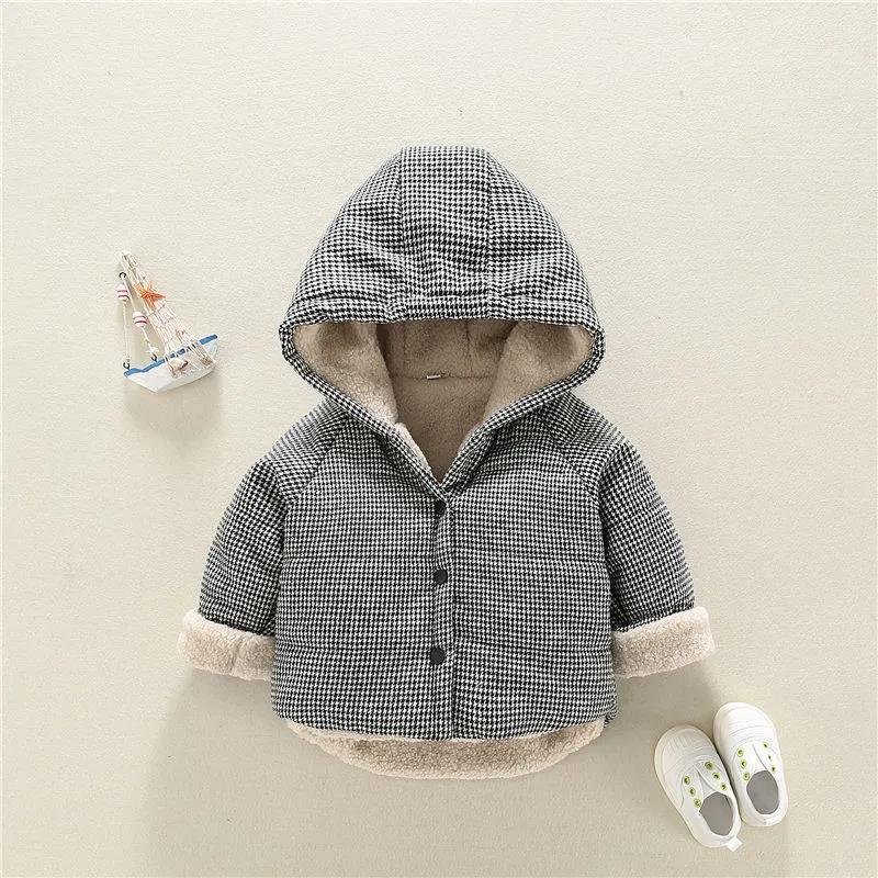 Children's Clothing Cotton Winter Clothing Suit Plus Velvet Thickening Cartoon Male and Female Baby Korean Children Hooded Jacket