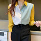 Chiffon Shirts Women's Color-blocking Long-sleeved Spring and Autumn Bottoming Loose Shirts