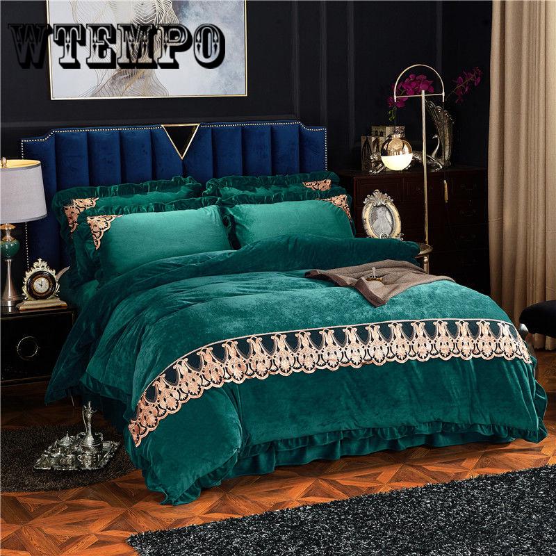 4pcs Bed Cover Set Coral Flannel Winter Duvet Cover Bed Sheets Comforter Bedding Sets