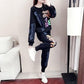 2PCS Women's Spring and Summer Sports Suit Casual Loose Long Sleeve Sweater + Loose Pants Two Pieces Ladies Personality Slimming Print Fitness Suit