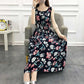 Fashion Boho Summer Cotton Floral Dress Female Vacationer Beach Large Size Printed Sleeveless Dress