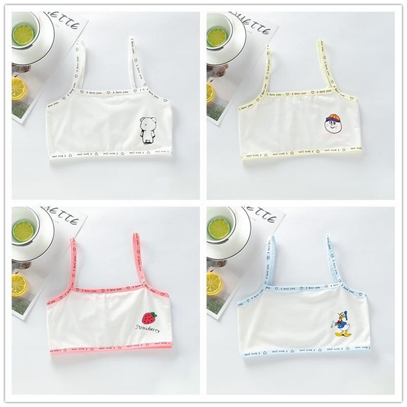 4pc/lot Girls Teenage Underwear Children Cotton Training Bra Kids Teens Puberty Crop Top7-15 Years