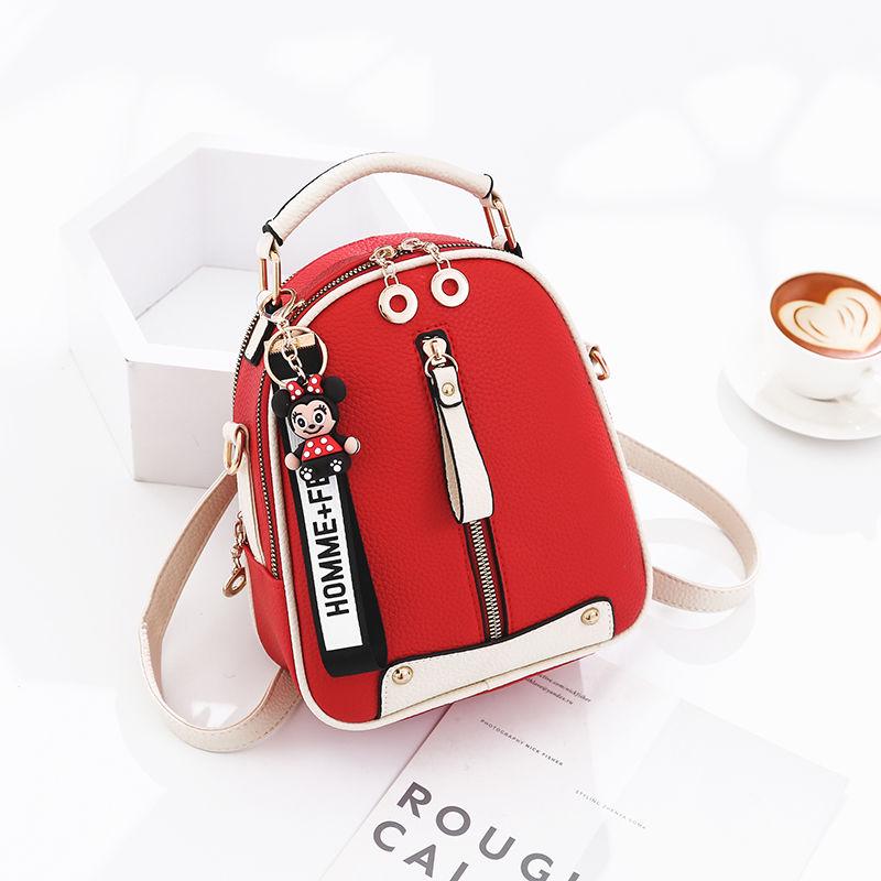 Women Student Leisure Travel Backpack Multifunction Crossbody Shoulder Bag Genuine Leather Hand Bag