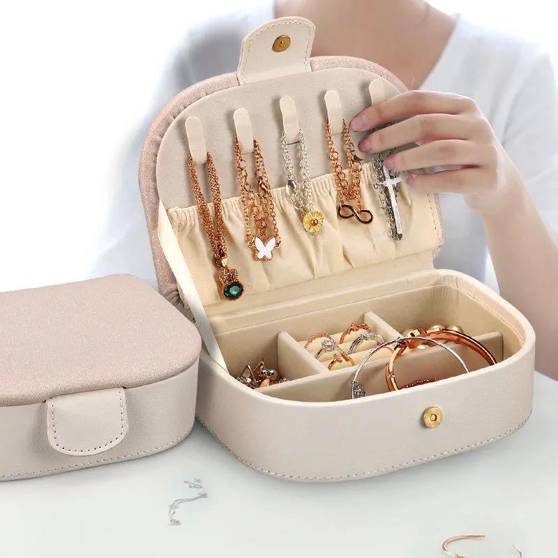Jewelry Storage Box Small Necklace Ring Earrings Earrings Storage Artifact Portable Travel Simple Jewelry Jewelry Box