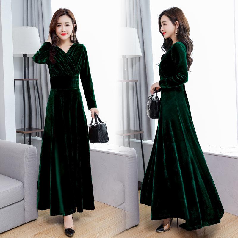 Long Slim Long Sleeve Plus Size Cheongsam Women's Long Skirt Fashion Woman Swing Dress