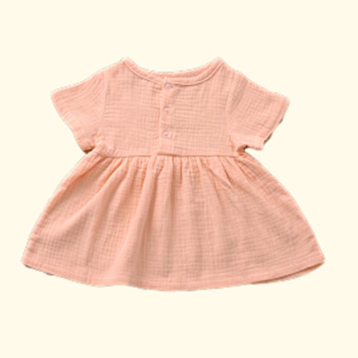 Toddler Kid Baby Girl Summer Dress Ruffles Sleeves Party Children Girls Casual Button Dress Sundress Clothes Pure Color Retro A-line Skirt