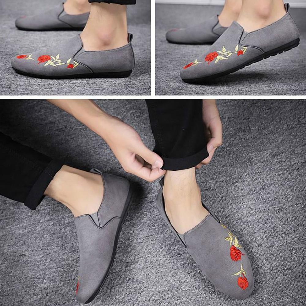 Peas shoes men's handsome wild personality lazy shoes one pedal social tide shoes red Deodorant