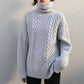 Autumn Retro Twist Sweater Outer Wear Women's Loose Mid-length Lazy High Neck Knitted Sweater