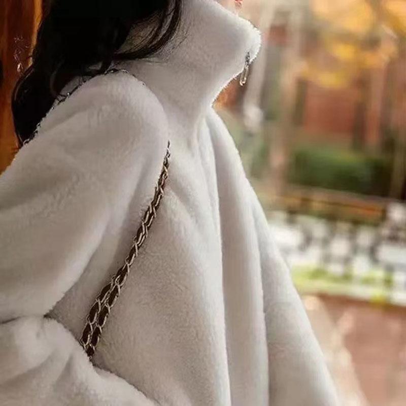 Spring Thick Coat Women's Double-sided Coral Fleece Warm Turtleneck Sweater Female Cardigan Zipper Fleece Jacket