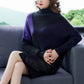 Women's Simple Splicing Turtleneck Sweater Loose Casual Knitted Bottoming Shirt Color Matching Fashion Temperament Sweater