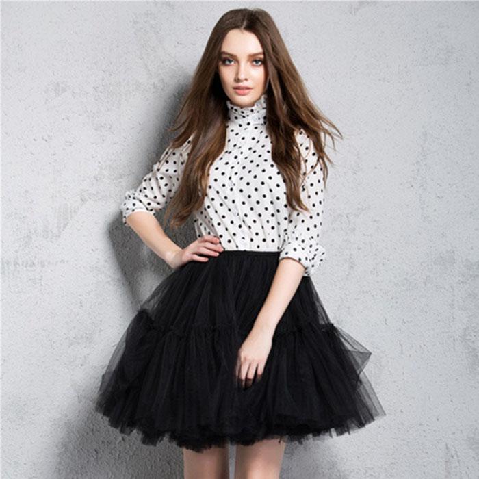 Pofulove Tulle Skirt Pleated Tutu Skirts Women Lolita Bridesmaids Vintage Midi Skirt A-line Skirts