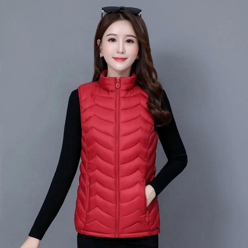 Winter Down Cotton Lightweight Slim Sleeveless Jacket Women's Short Thickened Warm Stand Collar Jacket