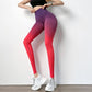 Women's Gradient Fitness Pants Hip Lift Elastic Sports Tights Running Quick-drying Training High Waist Yoga Pants Bodybuilding Gym Fitness Pants