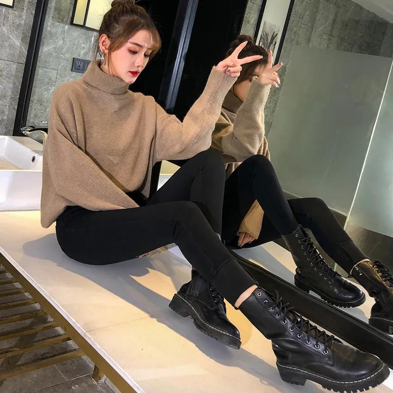 Lamb Velvet Padded Leggings Women's Trousers Outer Wear Plus Velvet High Waist Pants Black Pencil Pants Autumn and Winter Lengthened