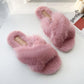 Outer Wear Fur Slippers Woman Made Rabbit Fur Cross Cotton Mop Home Warmth Cotton Mop Cute Warm Breathable and Comfortable
