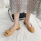 Breathable Casual Shoes Fairy Single Shoes Spring and Autumn Pumps Mid-heel Thick Heel Summer Beanie Shoes Leather Shoes Mother Shoes