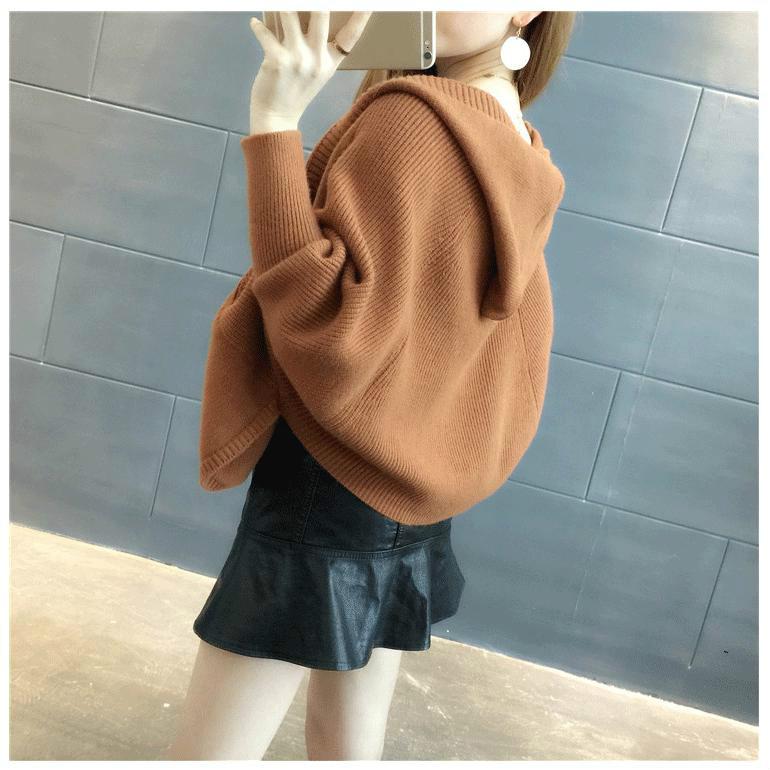 Knit Cardigan Sweater Women Cardigan Sweater Short Coat Sweater Women Loose Hooded