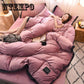 4pcs Bedding Set Fleece Warm Bed Linings Duvet Cover Bed Sheet Pillowcases Cover Set