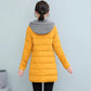 Mid-length White Duck Down Jacket Women Fashion Self-cultivation Knit Hat Fake Two-piece Winter Jacket