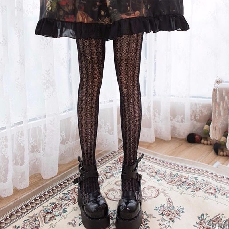 Spring and Autumn Thin Lolita White Lace Stockings Cute Lady Princess Lolita Hollow Tights Lolita Bottoming Socks