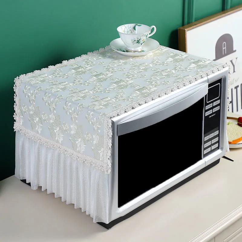Microwave Oven Cover Towel Oil-proof Universal Fashion Breathable Lace Embroidered Non-slip Dust Cover