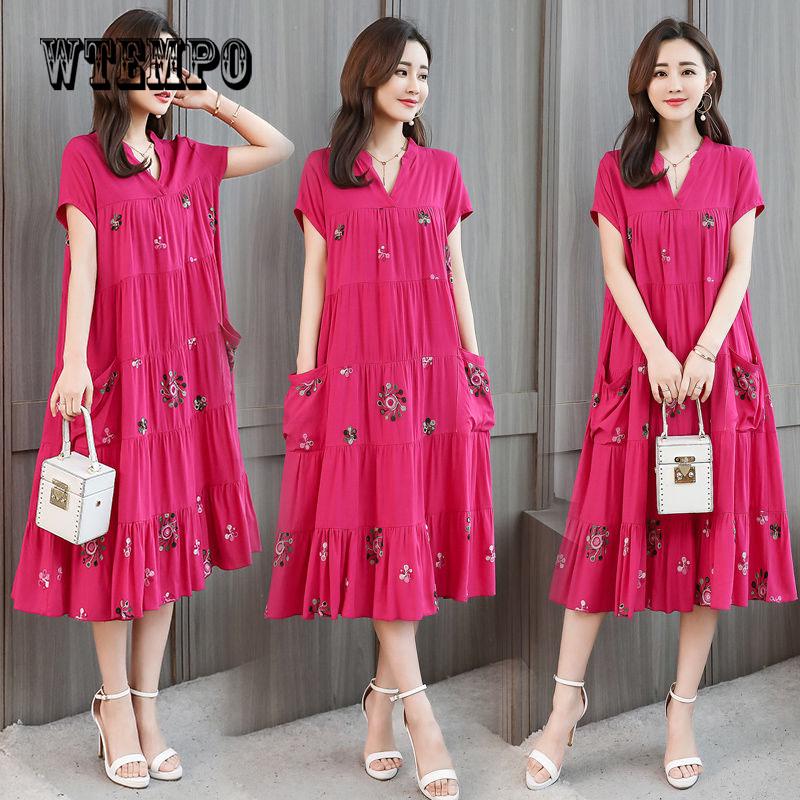 Summer Women Boho Style Print Beach Dress Vestidos Women Midi Party dress