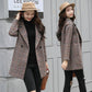 Women Outerwear Winter Clothing Fashion Warm Woolen Blends Female Plaid Double Breasted Woolen Coat