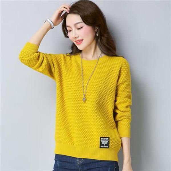 Spring and Autumn Round Neck Knit Bottoming Shirt Pullover Short Loose Top Fashion All-match Female Sweater