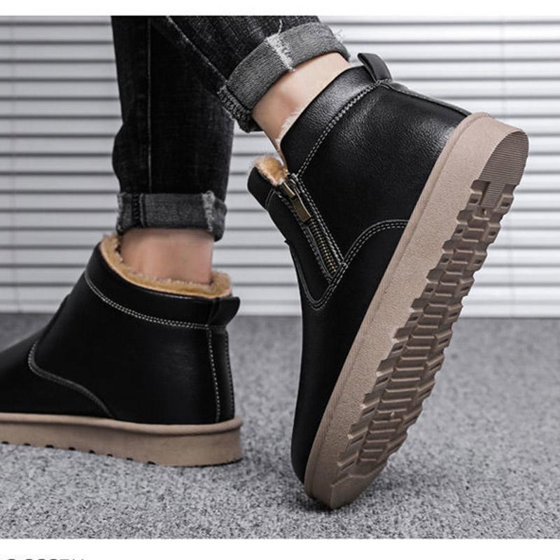 Winter Men's Shoes Plus Velvet Thick Warm Cotton Shoes Outdoor Waterproof and Ski Boots