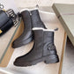 Fur Boots Women Winter Shoes Genuine Leather Ankle Booties Black Fashion Plush Warm Platform Shoes Snow Boots