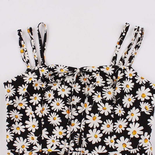 Ladies Floral Dress Summer Women's Sexy Holiday Large Skirt Sleeveless Sling Lace Short Dress