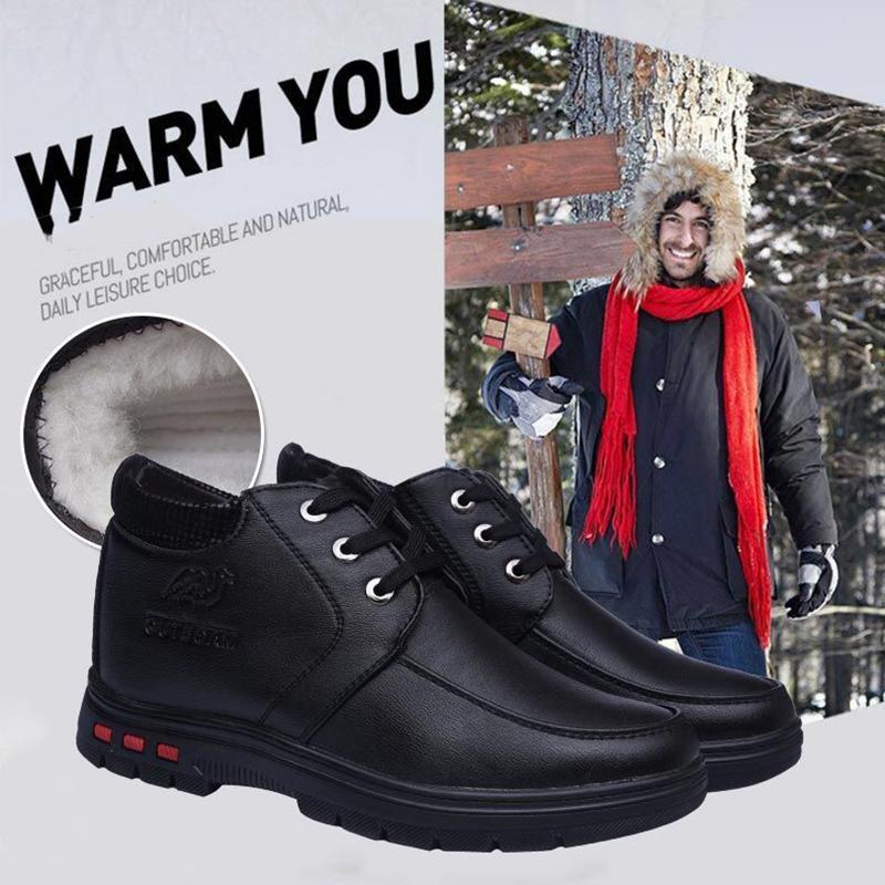 Winter Plus Velvet Thick Men's Cotton Shoes Thick-soled Non-slip Men's Casual High-top Warm Cotton Shoes Dad Shoes