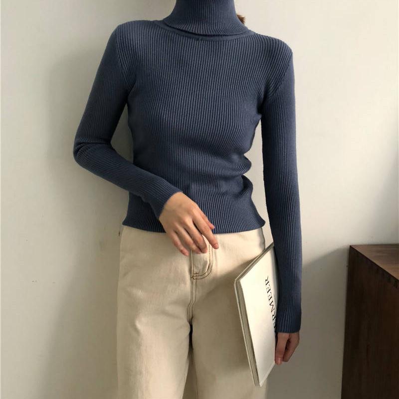 Autumn and Winter Turtleneck Thick Sweater Women's Loose Slim Long Sleeve Bottoming Shirt