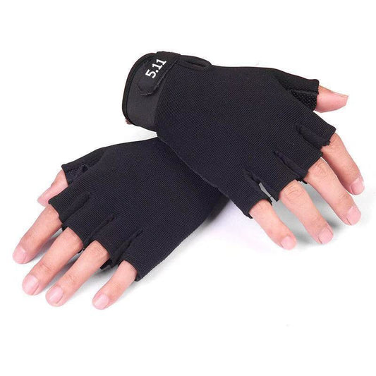 Men's Outdoor Training Tactical Half-finger Gloves Cycling Sports Fitness Gloves Military Fans Driving Fingerless Half-cut Leather Gloves