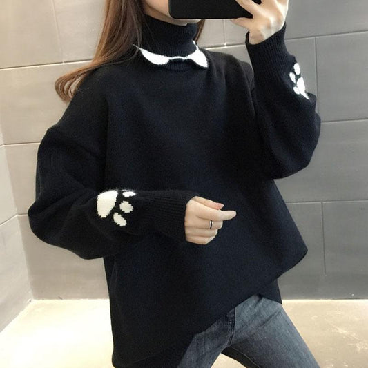 Winter Women's Turtleneck Sweater Women Plus Velvet Thick Loose Bottoming Shirt Autumn and Winter Wear All-match