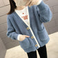 Autumn and Winter Mohair Loose Sweater Casual Knitted Cardigan Jacket Simple Thread Female Jacket