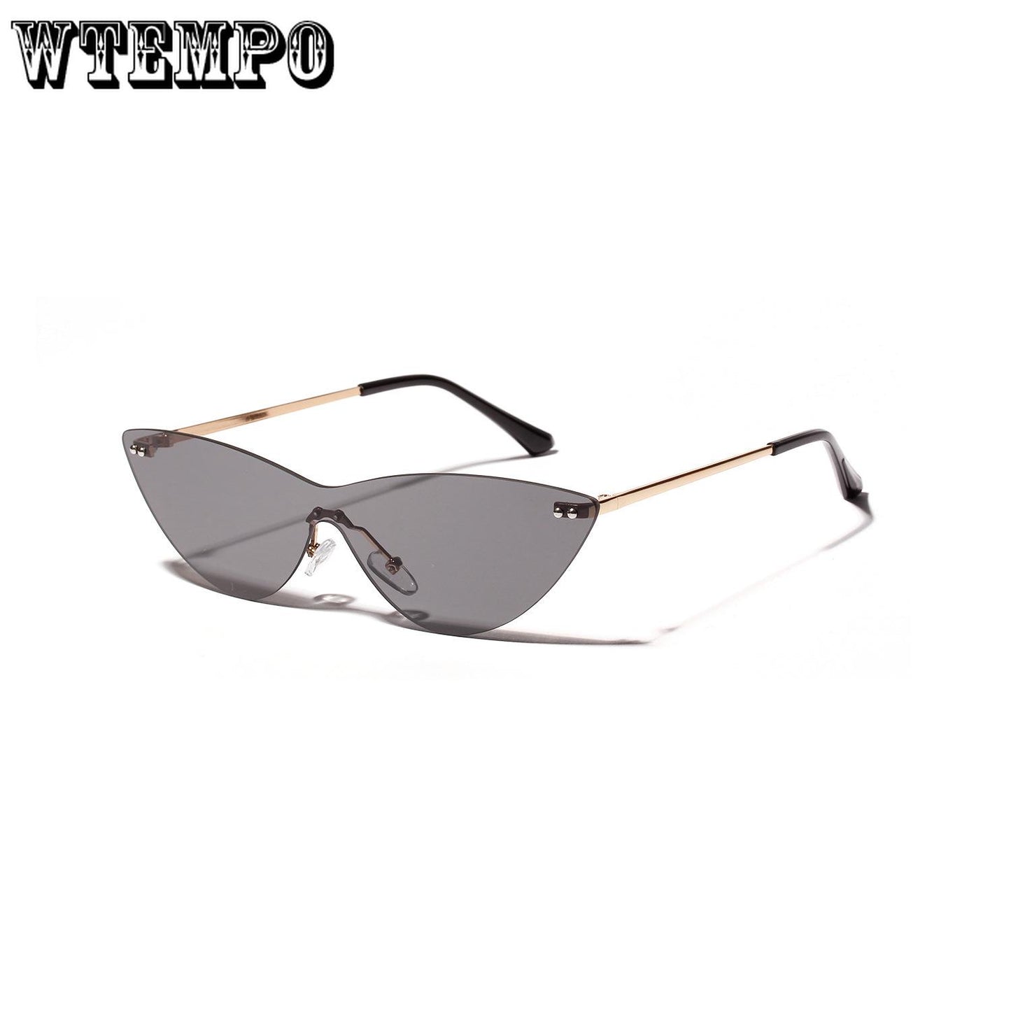 WTEMPO Borderless Siamese Sunglasses Cat Eye Retro Glasses UV-resistant transparent pink