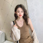 Thermal Underwear Tops Winter Inner Wear Women Velvet Warm Vest with Pad V Neck Sleeveless Tank Top Sexy Undershirt Clothing