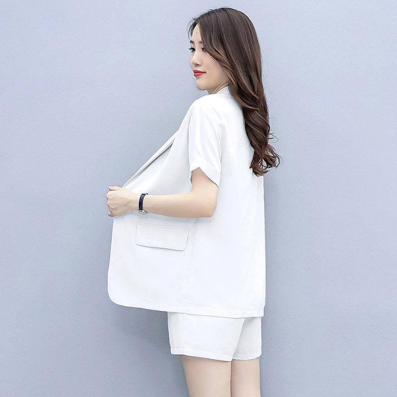 Suit Shorts Suit Women's Casual Temperament Three-piece Suit Short-sleeved Suit Jacket Shorts Suit Lining Casual Work Wear