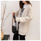 Women's Sweater Coat Loose V-neck Long-sleeved Cardigan Solid Color Sweater with Buttons