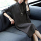 Autumn Winter Loose Knit Dress Female Long Plus Size Sweater Dress Turtleneck  Pullover Sweater Dress with Pockets