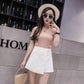 Pofulove Women High Waist Slim Chiffon Skirt Pants Anti-light Bag Hip Skirts A-line Skirt Shorts