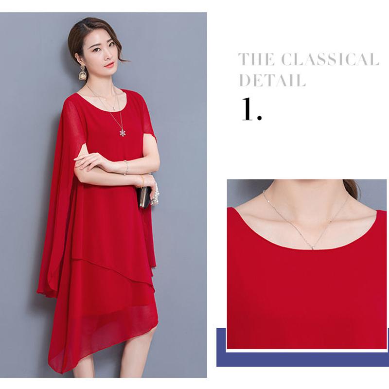 L-XXXXXL Women's Chiffon Dress Summer Cloak Irregular Round Neck Mid-length Daily Wear