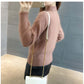 Mohair Half Turtleneck Sweater Short Loose Knit Top Fashion Casual Solid Color Sweater