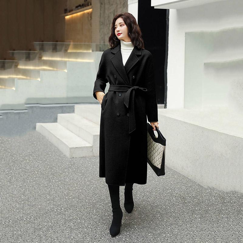 Wool Coat 2019 Fashion Avocado Green Jacket Long Trench Coat Plus Size Office Ladies overcoat