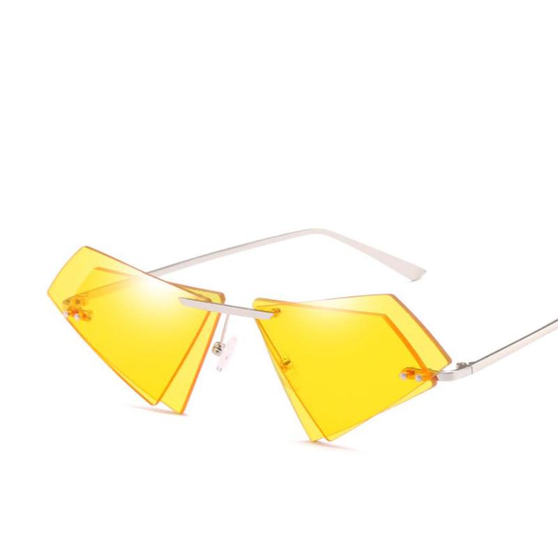 WTEMPO Rimless Cat Eye Sunglasses Women UV400 Frameless Sun Glasses Female Famous Brand Irregular Do