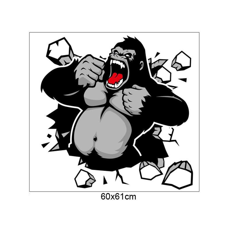 [Wall sticker] angry gorilla wall stickers home decor living room children bedroom 3D wall decals po