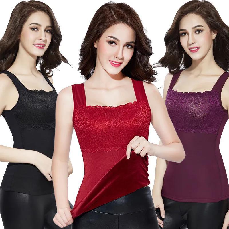 Women's Warm Vest for Autumn and Winter Plus Velvet Thickening Body Shaping Body Slimming Top Sleeveless Thermal Underwear Without Bra