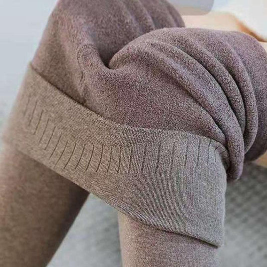 Imitation Cashmere Winter Leggings for Women's Outer Wear Plus Velvet Thickening One-piece Pants Plus Size High Waist Slimming Warm Pants Pantyhose